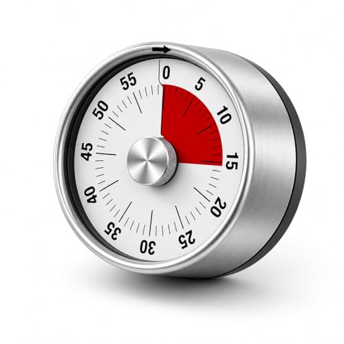 Wolumsyrd Stainless Steel Sauna Timer, 55 Minute Mechanical Spa Clock, No Battery Self Winding