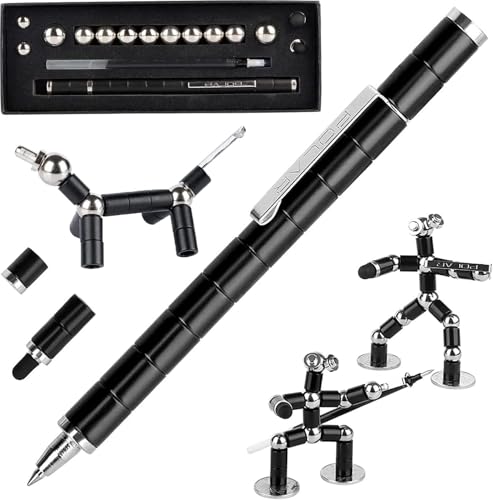 Image of GDNK Black Color Decompression Magnetic Metal Pen Toy Pen With Magnetic Rings And Steel Balls Multifunction Writing Magnet Toys Gifts For Kids (Black)