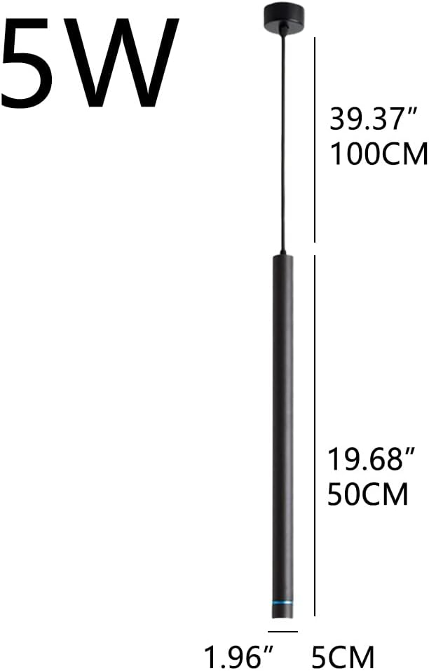 KUYT Modern Led Light Alumilange Tube Kroonluchter 5W Zwart Enkele Koplamp Slaapkamer Plafond Downlights Lange Buis Kroonluchter Cilinder Eenvoud Lamp/5 * 50 Cm/Neutraal Licht/5*50 Cm/Neutraal Licht photo 3