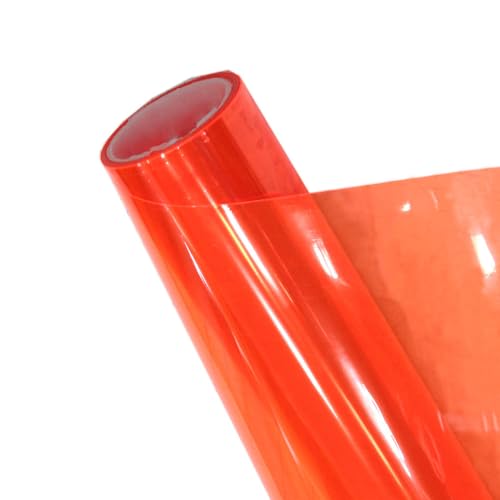 Image of 12 inch X 48 inch Tint Vinyl Film Sticker Sheet Roll for Car Headlight, Tail Lights, Fog Lights with Squeegee + Cutter (Neon Orange)