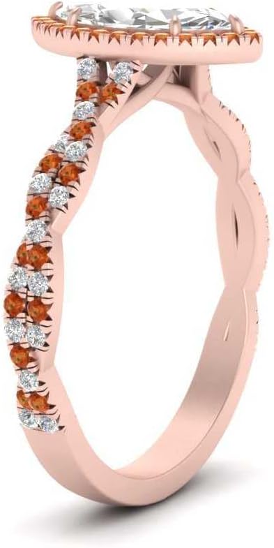 Choose Your Gemstone Twisted Marquise Diamond CZ Halo Ring Rose Gold Plated Marquise Shape Halo Engagement Rings Matching Jewelry Wedding Jewelry Easy to Wear Gifts US Size 4 to 12