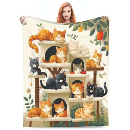 ECOSHOW Geschenk für Katzenliebhaber Kuscheldecke Katzenmotiv, Katze Geschenk für Katzenmama Katzenfreunde Mama Mutter Frauen, Katzengeschenke, Weiche Decke 130x150cm