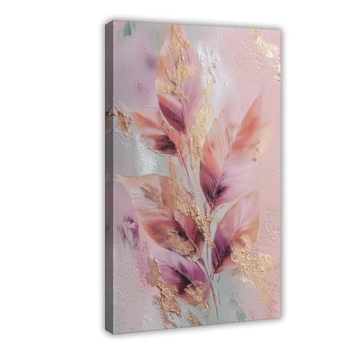 Impression toile minimaliste rose decoration murale vegetale