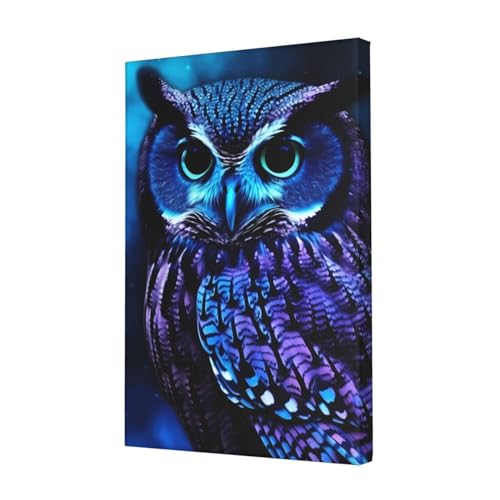 Décoration de chambre moderne avec le tableau hibou bleu esthétique OUSIKA