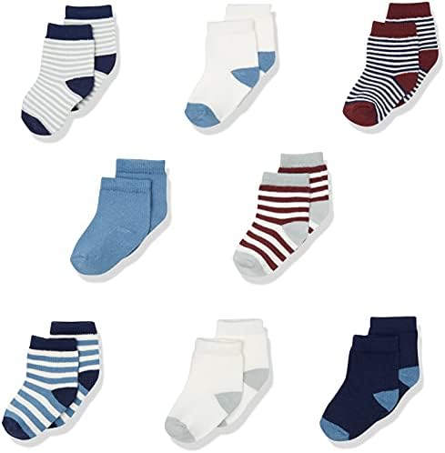 Touched by Nature Baby Organic Cotton Socks, Burgundy Navy, 0-6 Months