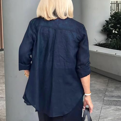 Casual 2 Piece Outfits Linen Blazer Shorts Set for Women Plus Size Solid Color Pants Suits with Pockets3