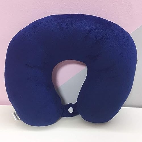 Almofada Pescoço Viagem Lisa Botão Suede Toque Macio