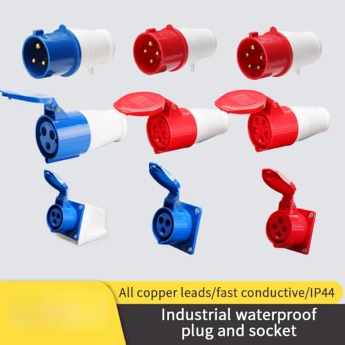 Conector de socket industrial de 3 polos y 32A para corrientes de 220V a 380V 3