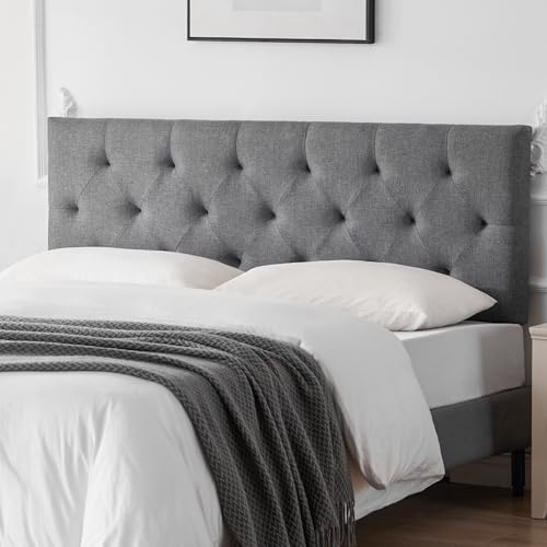 Howjoe Linen Upholstered Headboard Queen Size, Modern Diamond Tufting Solid Wood Queen Headboard...