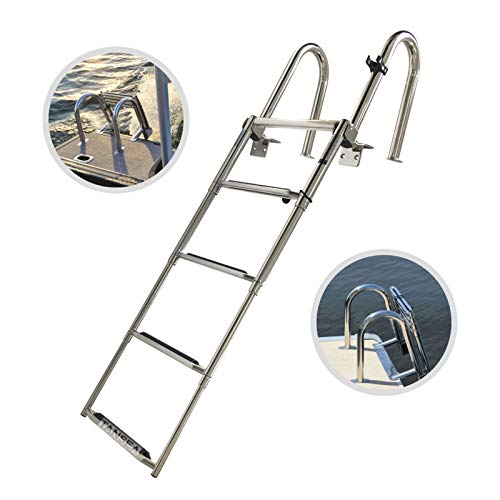 Escalera de piscina retráctil de acero inoxidable 4 peldaños miniatura 5
