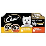 Cesar Wet Dog Food Classic Loaf in Sauce, Beef Recipe, Filet Mignon Flavor, Grilled Chicken Flavor, and Porterhouse Steak Flavor, 3.5 oz. Easy Peel Trays, Variety Pack of 24