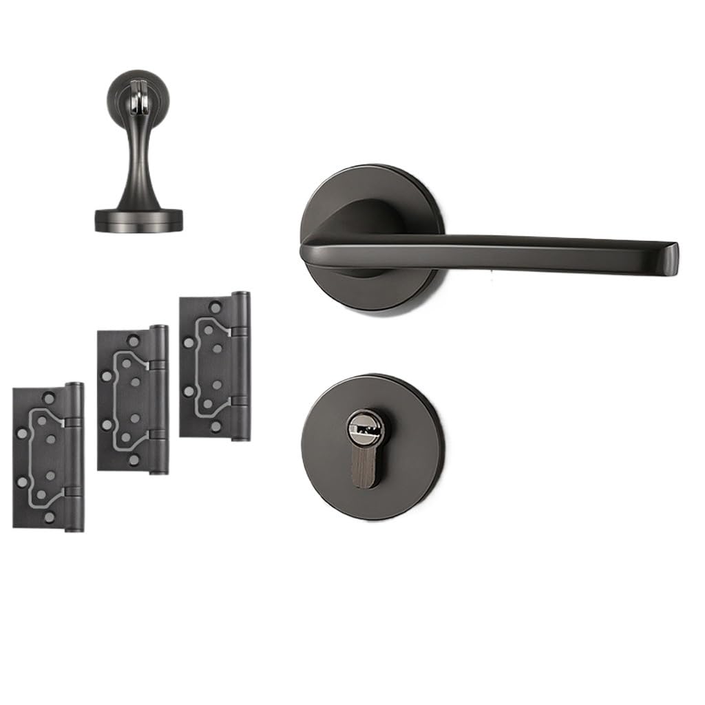 Poignée de porte noire design serrure carrée pour rénovation maison