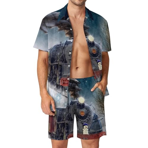 Chemise hawaïenne hommes ensemble respirant train rétro pour plage et été confortable
