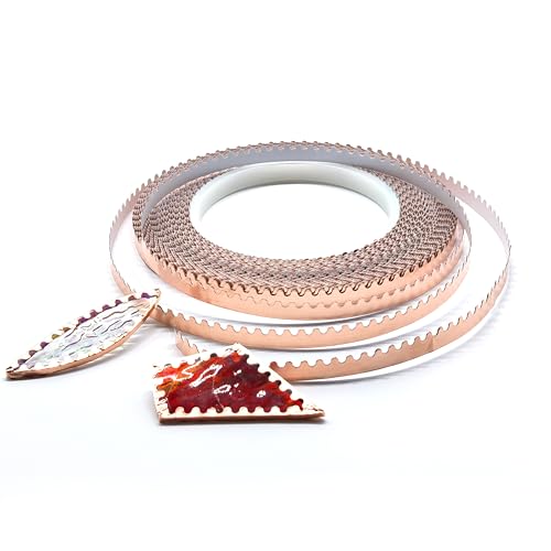 Black Backed Edged Scalloped Copper Foil for Stained Glass Project, DIY Crafting (7/32 Single Scalloped)