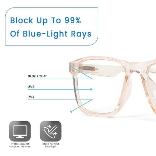 Image of UV Protection Glasses Blue Cut Blocking Harmful Rays Glasses for Men & Women Zero Power Computer Specs Eye Protection Lightweight Frame with Case & Cleaning Cloth