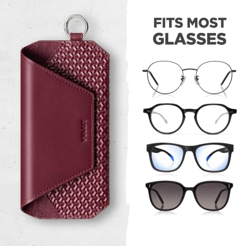 Image of VULKIT Portable Leather Eye Glasses Case for Women & Men, Slim Sunglass Case, Unisex Eyeglass Case