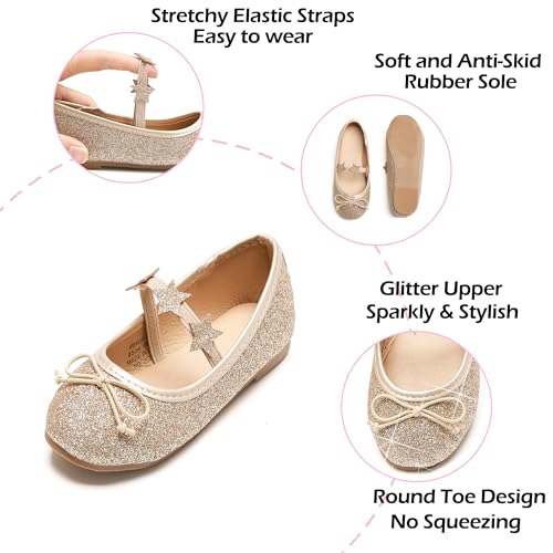 Image of PHIRAMIN Toddler Flower Girl Dress Shoes - Little Girl Mary Janes Flats Wedding
