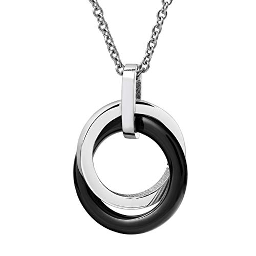Collier à pendentif en céramique noire et blanche le cadeau idéal en acier amende