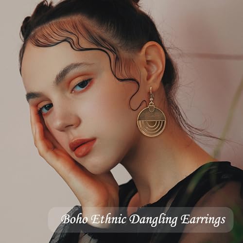 Vintage Boho Earrings for Women Dangling Ethnic Sunflower Earring Hippie Patina Dangle Earrings Bohemian Country Earring2