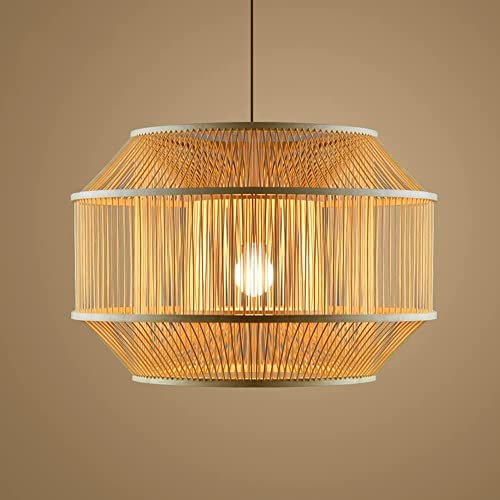 Lustre suspension traditionnel en rotin tissé main luminaire haut de gamme