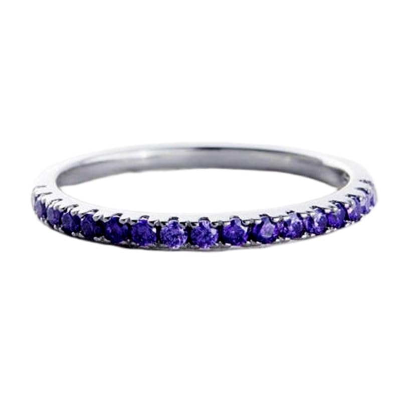 Bague d'éternité avec améthyste bleue en argent, le cadeau d'anniversaire parfait