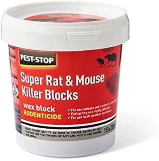 Pest-Stop PSWB04 Super Rat and Mouse Killer Wax Blocks,15 x 20g, Red/white