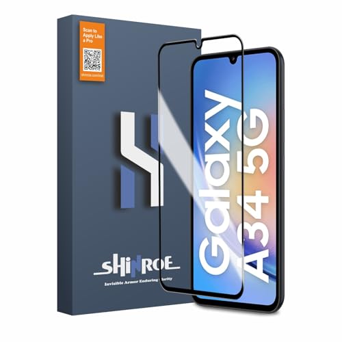 Image of Tempered Glass for Samsung Galaxy A34 (6.6 Inch) Military Grade 9H Screen Guard, Anti-Scratch, Shatterproof, Edge-to-Edge Full Coverage - Black Border