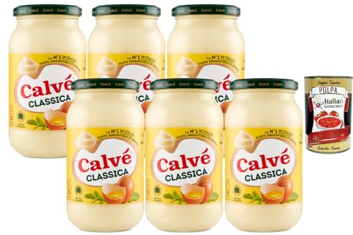 Italian Gourmet Bundle Klassische Mayonnaise 6x 450g + Italian Gourmet Polpa Gratis – Cremige italienische Mayo im Glas, mit Sonnenblumenöl, Sauce für Sandwiches, Burger & Pommes 2,7kg