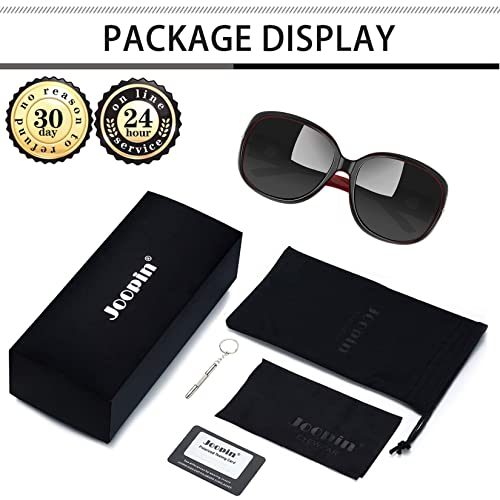 Big Polarized Womens Sunglasses Oversized, Trendy Large Black Red Sunglasses For Women Uv Protection, Dark Lens Sun Glasses Woman Sensitive Eyes, Blenders Ladies Rhinestone Sunnies Driving Party #TOP4