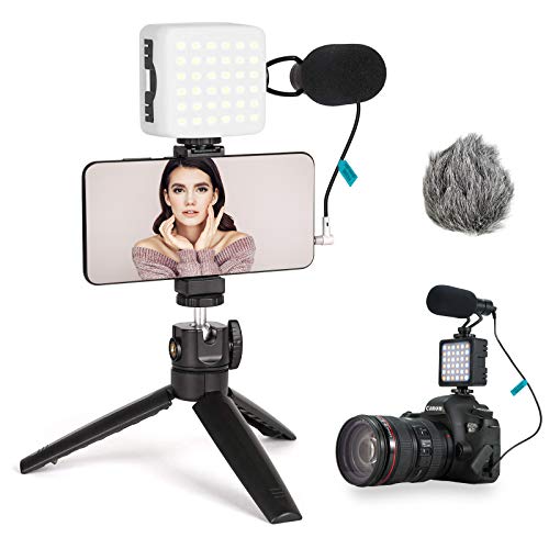 Flashoot CL-36 Videokonferenz Licht, LED-Licht 2800K-5000K CRI 95+ mit Mikrofon Stativ mit MacBook Computer Tablet…