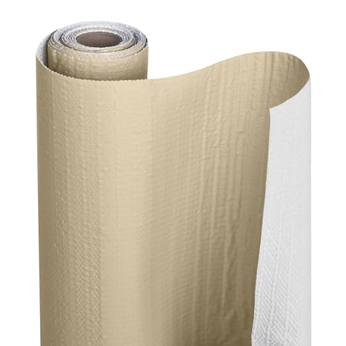 Smart Design Bonded Grip Shelf Liner - 12 Inch x 10 Feet - Non Adhesive, Strong Grip Bottom, Easy Clean Kitchen Drawer, Cabinet, Cupboard Dresser Protector Cover, Non Slip Rubber Mat - Taupe