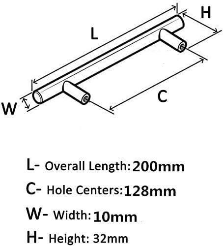 Margueras pack of 10, stainless steel kitchen cupboard handles, black T-bars with screws Trous 128mm - Image 3