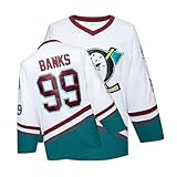 Mighty Ducks Movie Ice Hockey Jersey 99# Admn Banks Conway Stitched Letters and Numbers