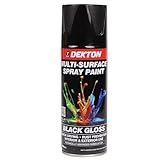 Dekton Quick-Dry Aerosol Spray Paint, Interior And Exterior Usage – Black Gloss for Metal, Wood, and Plastic |Rust Prevention|Ideal for Fixtures Furniture's Components Projects