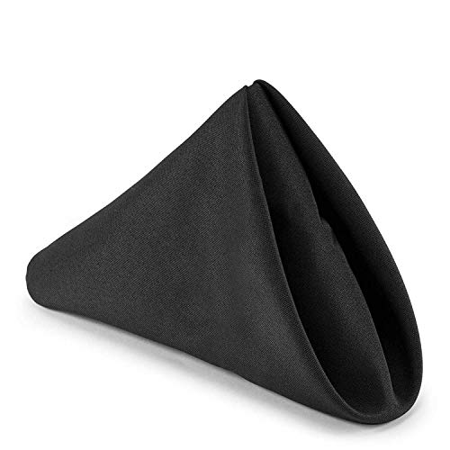 Trimming Shop 20 Inch Cotton Polyester Black Table Napkin for Home, Hotel, Dinning, Wedding, Banquet, Party, Events, Hemmed Edges Lightweight & Machine Washable, 6pcs