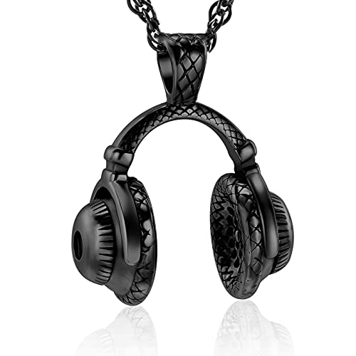 shajwo Cremation Jewelry Headphone Urn Necklace for Ashes for Women Men Keepsake Memorial Music Headset Ashes Pendant,Black by shajwo - Used condition - US$13.58