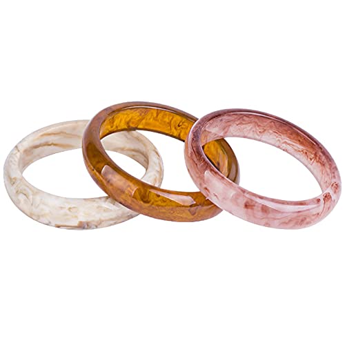 Caiyao 3Pcs Acrylic Resin Tortoiseshell Acetate Plate Cuff Wristbands Geometric Colorful Irregular Stackable Plastic Round Bangle Bracelet Jewelry for Women Teens