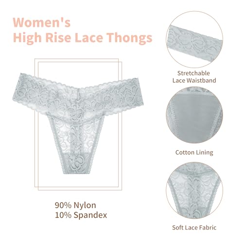 Image of High Waist Thong Women Ribbed Cotton Panties S-4XL Pack 6 | Auithery High Waist Thong Underwear Women Ribbed Cotton Tummy Control Thongs Panties Size S-4XL Pack 6