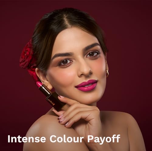 Image of Pilgrim Matte Me Up Bullet Lipstick 4.2g | Creamy, Lightweight, Bold, Non Drying | SPF 30 | Enriched With Hyaluronic Acid & Spanish Squalane | Lipstick for dusky skin tone | Forbidden Pink-13