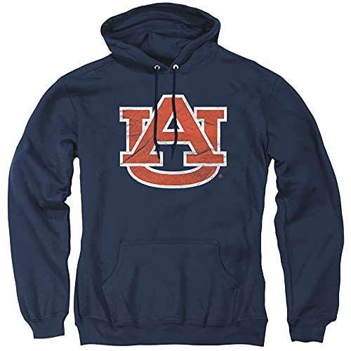 Auburn University Official Distressed Primary Unisex Adult Pull-Over Hoodie Navy Medium
