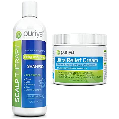 Puriya Sulfate Free Scalp Clarifying Shampoo and Ultra Relief Cream with Natural Menthol Bundle Set, Long Lasting Balm for Muscle and Joint Comfort, Hydrating Treatment of Dry Scalp Cover