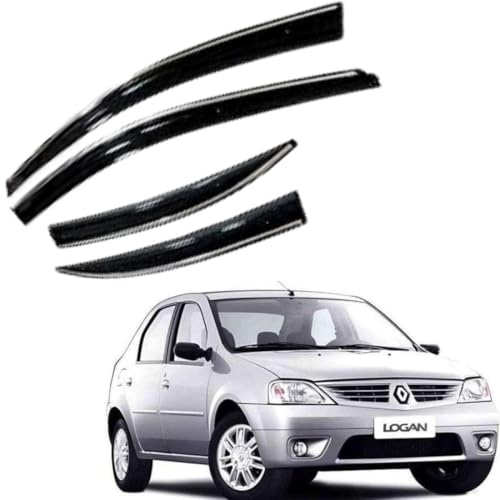 Image of CAR SAAZ Chrome Line Door Visor for Logan (2001-2011) (Set of 4Pcs) | Rain Guard | Wind Deflector