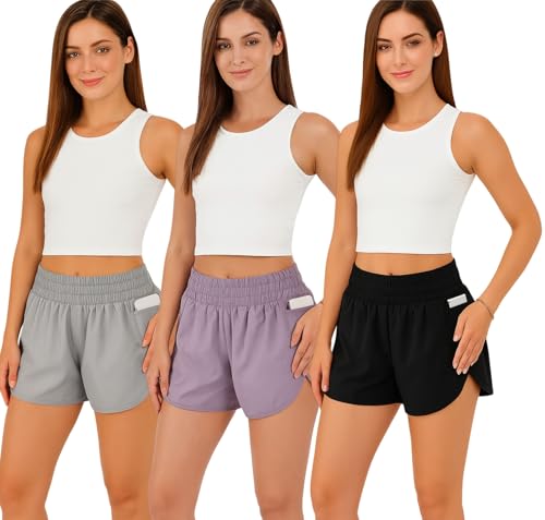 Listado de Ropa de Running para Mujer los más recomendados. 47 Hekyip Shorts Mujer Deportivos 2 en 1 con Bolsillo, Short para Correr Mujer, YOG Short, Short Running Mujer de Cintura Alta y Secado Rápido, Paquete 3 Piezas para Gimnasio y...
