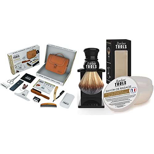 Kit barbe BARBER TOOLS pour stopper les irritations avec blaireau et savon