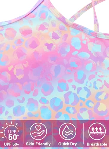 Image of Girls One Piece Swimsuits Summer UPF 50+ Quick Dry Beach Bathing Suit Cross Shoulder Strap Swimwear 2-10 Years