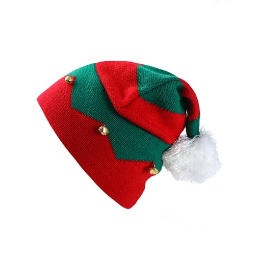 Christmas Elf Knitted Hat Xmas Elf Beanie Kids Santa Hats with Pom Pom and Bells for Christmas Holiday Winter for Children2