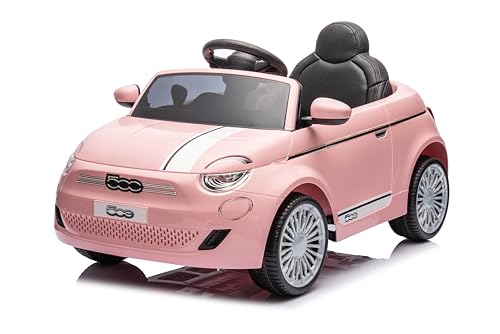 Coche eléctrico Fiat 500e 12V - Rosa -Coche eléctrico Infantil Fiat 500e 12V con Licencia Oficial, Mando Parental, Luces LED, música, USB y diseño Urbano Moderno –