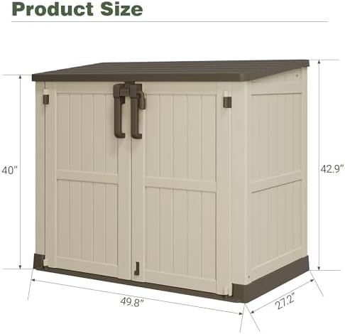 LHBcraft Waterproof Outdoor Storage Box 36 Cu Ft with Lockable Doors,Portable Outdoor Storage Shed,Horizontal Outdoor Storage Cabinet for Garden,Easy to Assemble - 4