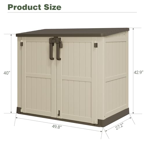 Image of LHBcraft Waterproof Outdoor Storage Box 36 Cu Ft with Lockable Doors, Portable Horizontal Resin Storage Cabinet, Outdoor Storage Shed for Garden