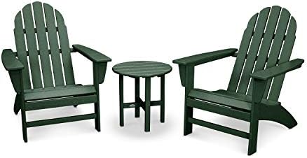 POLYWOOD Vineyard 3-Piece Adirondack Chair Set with Side Table, Green